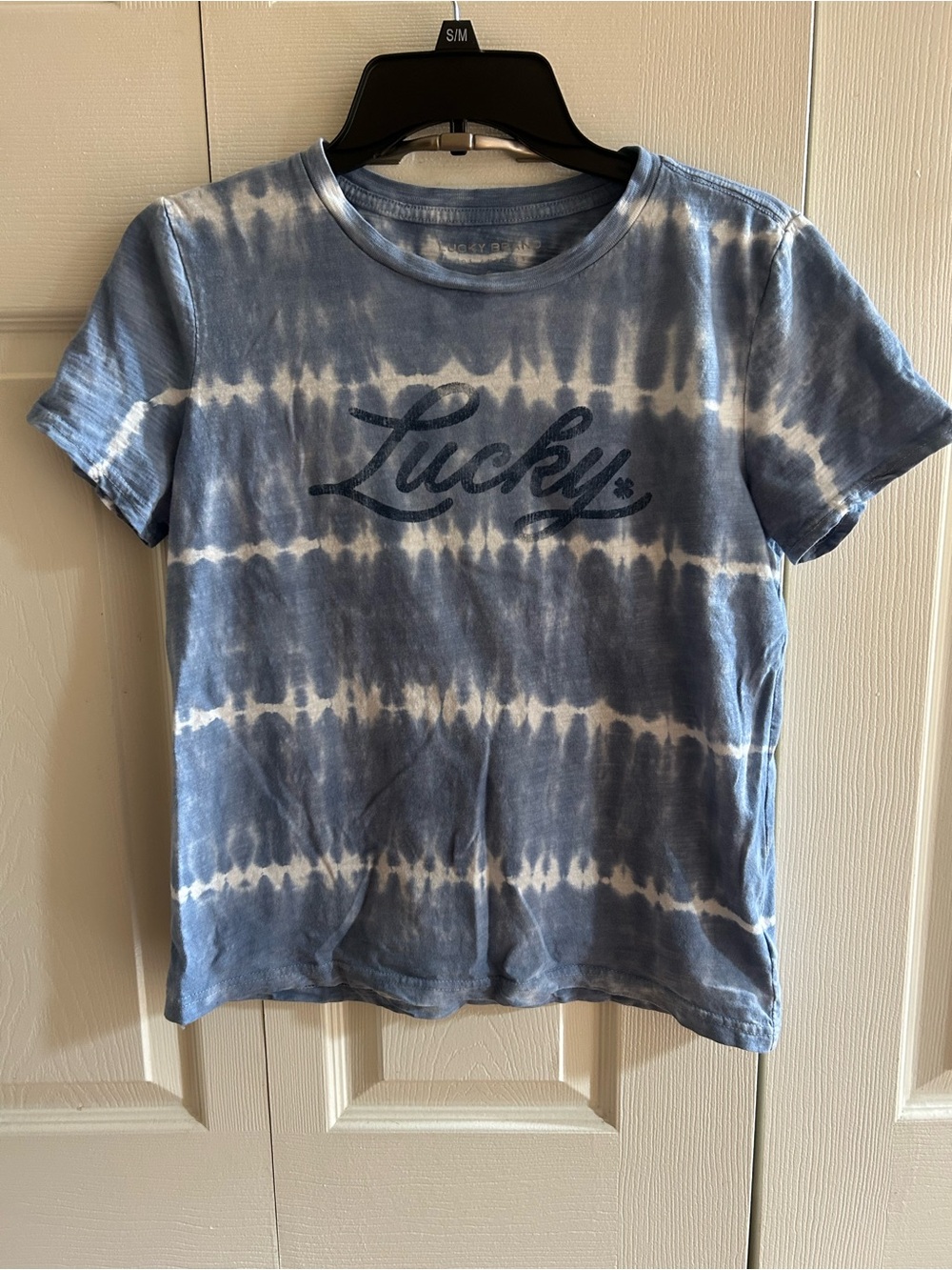 Lucky Brand Blue and White Tie-Dye Short Sleeve Tee